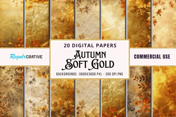 Autumn & Soft Gold Digital Paper Bundle: Elevate Your Fall Projects
