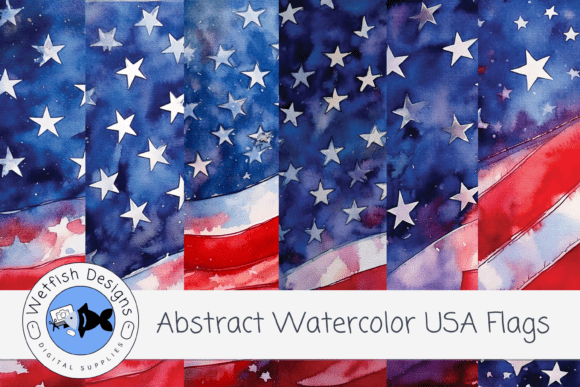 Celebrate with Artistic Edge: Abstract Watercolor American Flags