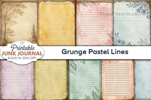 Grunge Pastel Lines Junk Journal Pages: Your Digital Toolkit