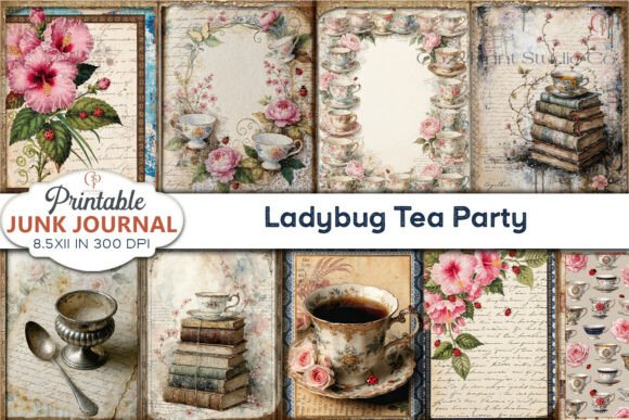Ladybug Tea Party Junk Journal Pages: A Whimsical Digital Toolkit