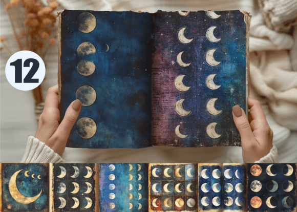 Moon Phases Calendar Junk Journal: A Celestial Design Asset