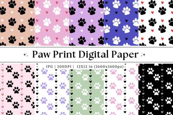 Paw Print Digital Paper: Creative Backgrounds for Designers