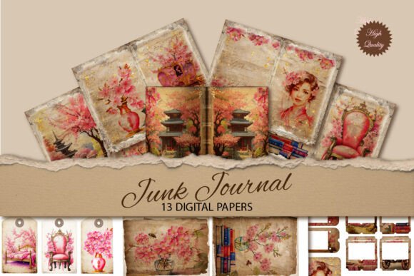 Vintage Sakura Watercolor Junk Journals: Aesthetic & Use